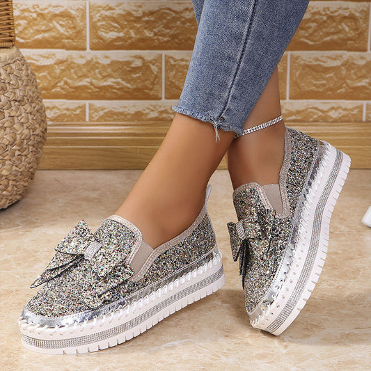 Beperkte tijd aanbieding🌟50% KORTING🔥 Dames Rhinestone Slip-On Strik Sneakers