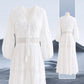 Boho V-hals witte midi-jurk
