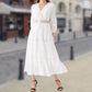Boho V-hals witte midi-jurk