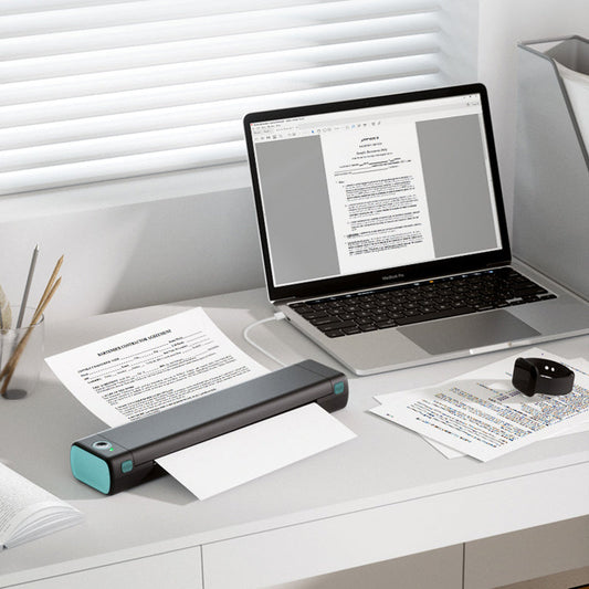 Draagbare draadloze printer, ideaal voor onderweg: de D810 Bluetooth thermische printer ondersteunt papierformaat US Letter (8,5 x 11 inch), ook geschikt voor tattoostudio's en kantoren.