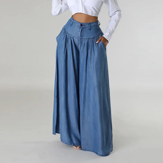Nieuwe hete uitverkoop ✨ Damesbroek met hoge taille en wijde pijpen – modieus en elegant! 💃