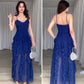 Elegante maxi-jurk met spaghettibandjes en ruches voor dames met lagen