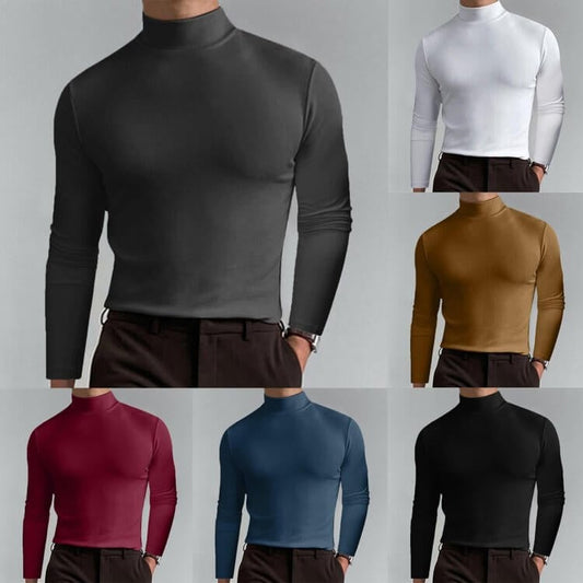 👕🔥 Camiseta Interior de Cuello Alto para Hombre – Suave, Elástica y Transpirable para Máxima Comodidad Todo el Día 💪✨