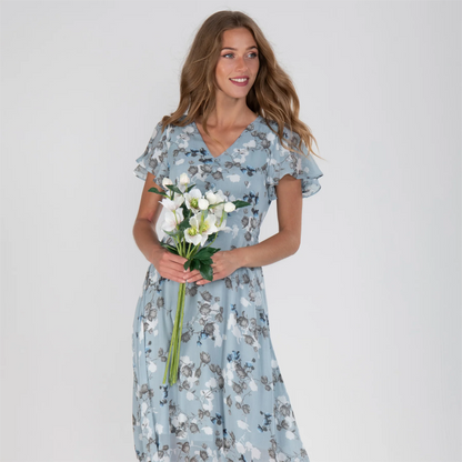 ☀️ Zomeractie – 49% KORTING! 💦Short Sleeve Long Dress with Floral Print