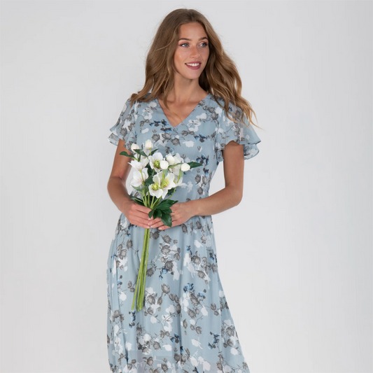 ☀️ Zomeractie – 49% KORTING! 💦Short Sleeve Long Dress with Floral Print