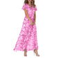 ☀️ Zomeractie – 49% KORTING! 💦Short Sleeve Long Dress with Floral Print
