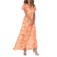 ☀️ Zomeractie – 49% KORTING! 💦Short Sleeve Long Dress with Floral Print