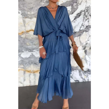 💃Elegante jurk met V-hals en wikkelriem