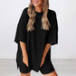 Loose Fashion Tweedelige Casual Set in effen kleur met korte mouwen en korte broek