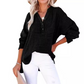 2025 Nieuw Casual blouse met lange mouwen en gaasknoopsluiting voor dames