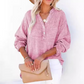 2025 Nieuw Casual blouse met lange mouwen en gaasknoopsluiting voor dames