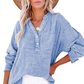2025 Nieuw Casual blouse met lange mouwen en gaasknoopsluiting voor dames