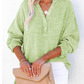2025 Nieuw Casual blouse met lange mouwen en gaasknoopsluiting voor dames