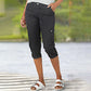 💥2025 Nieuwe Hot Sale--49% korting💥Effen Gekleurde Casual Cargo Capri Broek met Meerdere Zakken