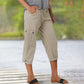 💥2025 Nieuwe Hot Sale--49% korting💥Effen Gekleurde Casual Cargo Capri Broek met Meerdere Zakken