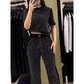 🌸2025 Hot Sale👠Dames fonkelende strass gestreepte tweedelige set
