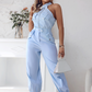🔥2025 Hot Sale🔥Damesoutfit met mouwloze crop top en hoge taillebroek