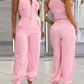 🔥2025 Hot Sale🔥Damesoutfit met mouwloze crop top en hoge taillebroek