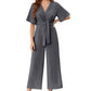 🔥Tijdelijke aanbieding - 49% korting🔥Jumpsuit met elegante V-hals en brede tailleband voor dames