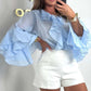 🎁 Korting zojuist verlaagd🎁 Elegante blouse met knoopsluiting en ruches voor dames