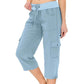 🔥2025 Hot Sale🔥Effen damesbroek met hoge taille en koord, 3/4 lang
