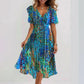 🔥 50% KORTING ✨ Speciale blauwe midi-jurk met korte mouwen