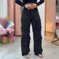💥2025 Hot Sale💥Dames broek met strass-steentjes en wijde pijpen met zakken
