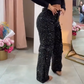 💥2025 Hot Sale💥Dames broek met strass-steentjes en wijde pijpen met zakken