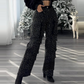 💥2025 Hot Sale💥Dames broek met strass-steentjes en wijde pijpen met zakken