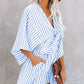 Gestreepte V-hals jumpsuit shorts voor dames
