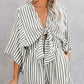Gestreepte V-hals jumpsuit shorts voor dames