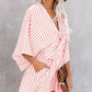 Gestreepte V-hals jumpsuit shorts voor dames