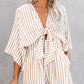 Gestreepte V-hals jumpsuit shorts voor dames