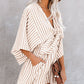 Gestreepte V-hals jumpsuit shorts voor dames