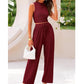 🌸2025 Hot Sale 50% korting💖 2-delige set met effen cropped tanktop en wijde broek met trekkoord voor dames