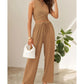 🌸2025 Hot Sale 50% korting💖 2-delige set met effen cropped tanktop en wijde broek met trekkoord voor dames