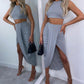 🌸Nieuwe collectie 50% KORTING💖 Set van een slanke mouwloze top en onregelmatige midi-rok