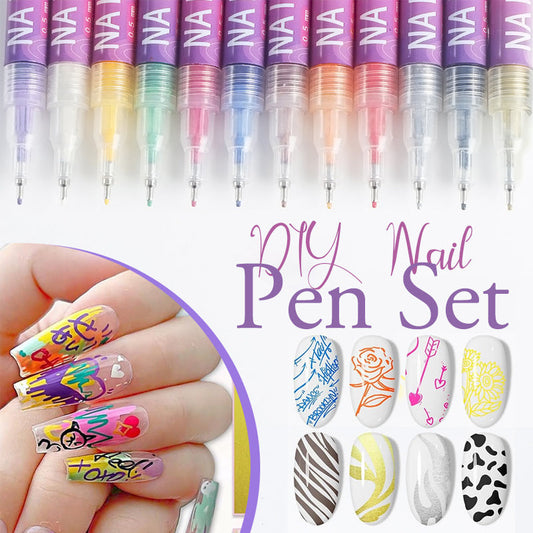 🌈🎁Hot Sale 50% KORTING⏳🎨12 kleuren Nail Art Pens Set💅