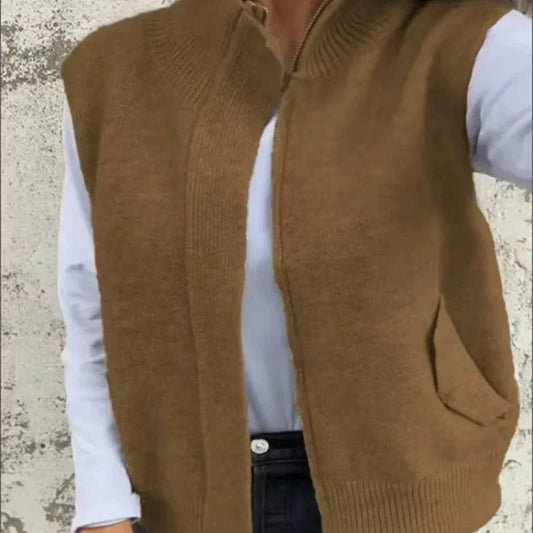 🎈Beperkte herfstselectie🎀Warm, modieus vest met rits voor dames