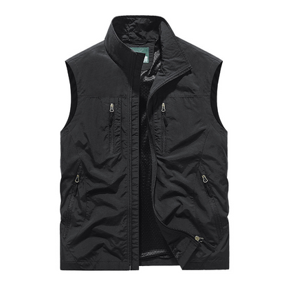 Chaqueta chaleco sin mangas extragrande para hombre con bolsillos