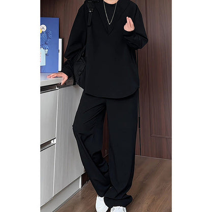 🔥2025 Hot Sale 50% korting🔥False tweedelig V-hals shirt & broek set