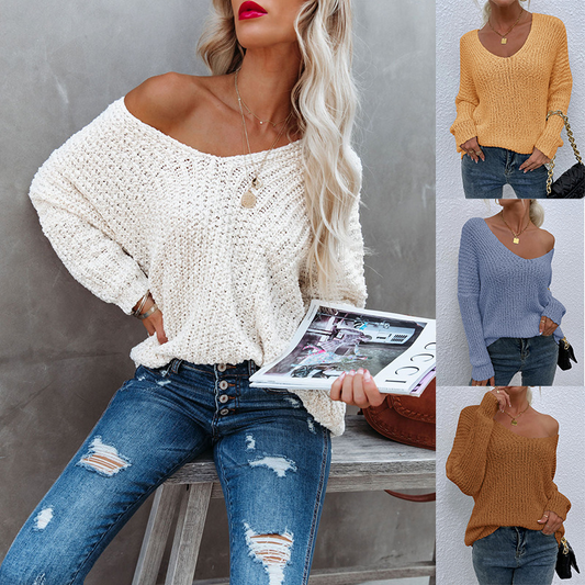 Tijdelijke aanbieding - 50% korting✨Dames off-the-shoulder trui losse lichtgewicht pullover top