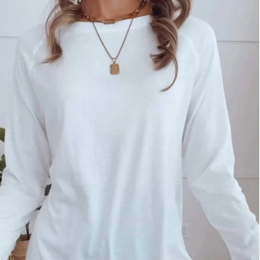 Casual effen top met lange mouwen