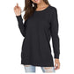 Casual effen top met lange mouwen