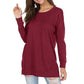 Casual effen top met lange mouwen