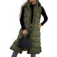 ❄️ Dames Lange Donsvest – Afneembare Kap, Rits & Knopen – Warme Elegantie Voor Ieder Seizoen!