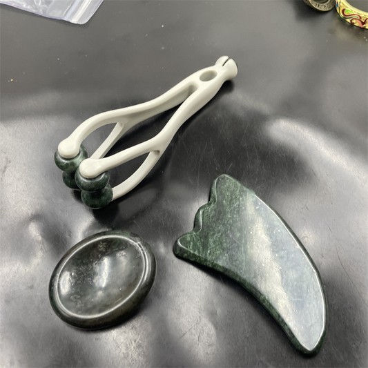 💥Best verkochte artikelen met 50% korting - Natuursteenmassageset: schraperplank, vingertang en eivormig massage-apparaat