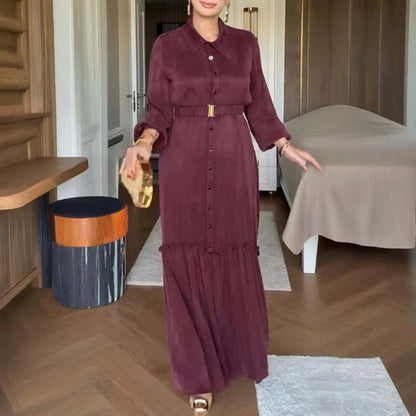 🔥2025 Hot Sale 50% Korting🔥Damesjurk met knoopsluiting en ceintuur om de taille te accentueren