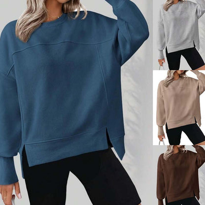 💖LAATSTE DAG ACTIE - 50% KORTING💖Veelzijdig dames Sweatshirt met ronde hals: Losse pasvorm & zijsplitten🥼