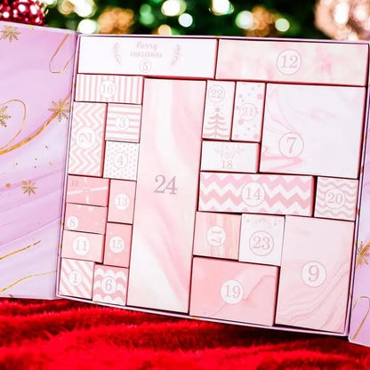🎁 24 dagen vol verrassingen — Roze marmeren adventskalender 2025